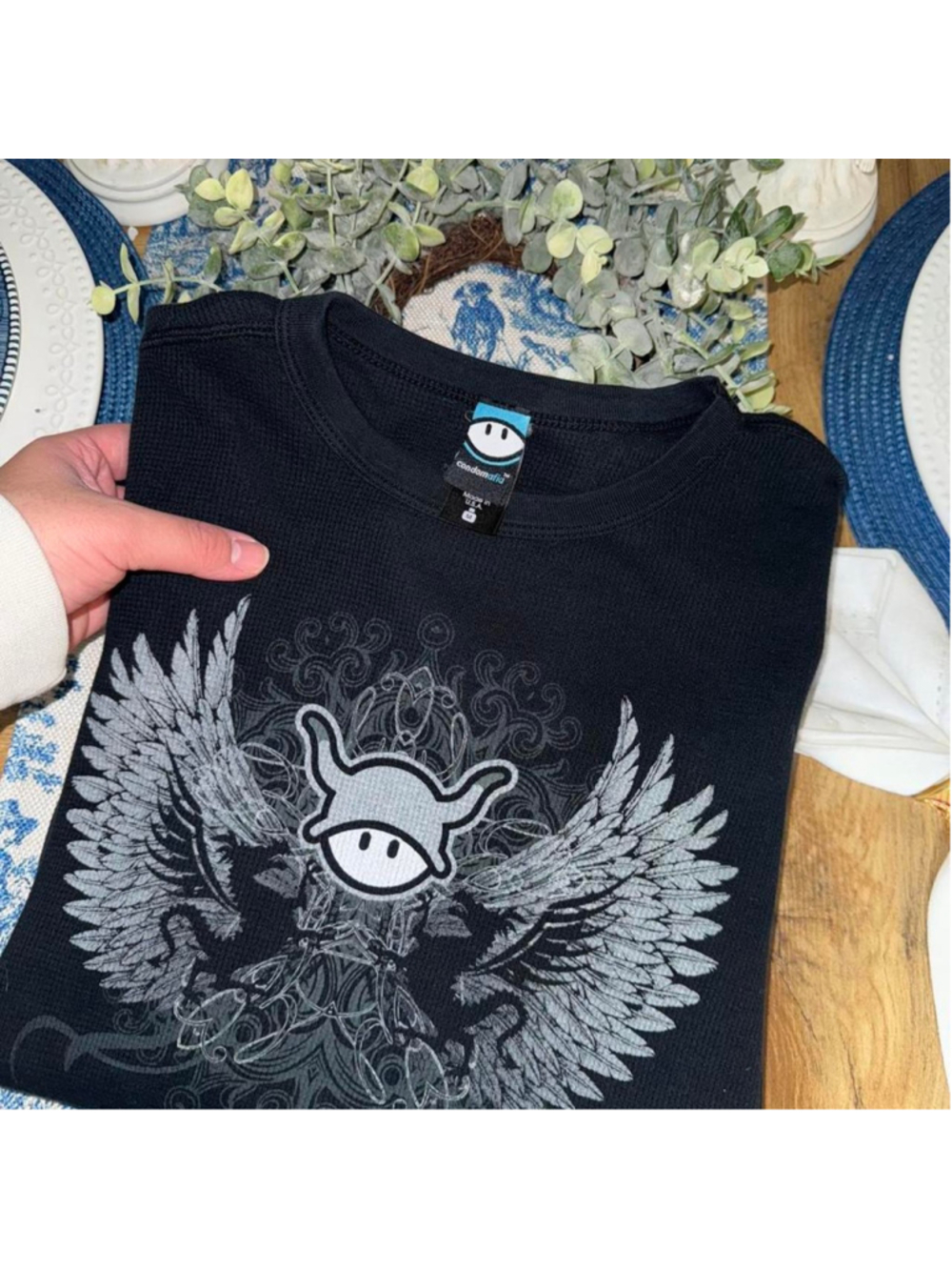 Condomafia black angel wings thermal shirt Size MEDIUM in men’s